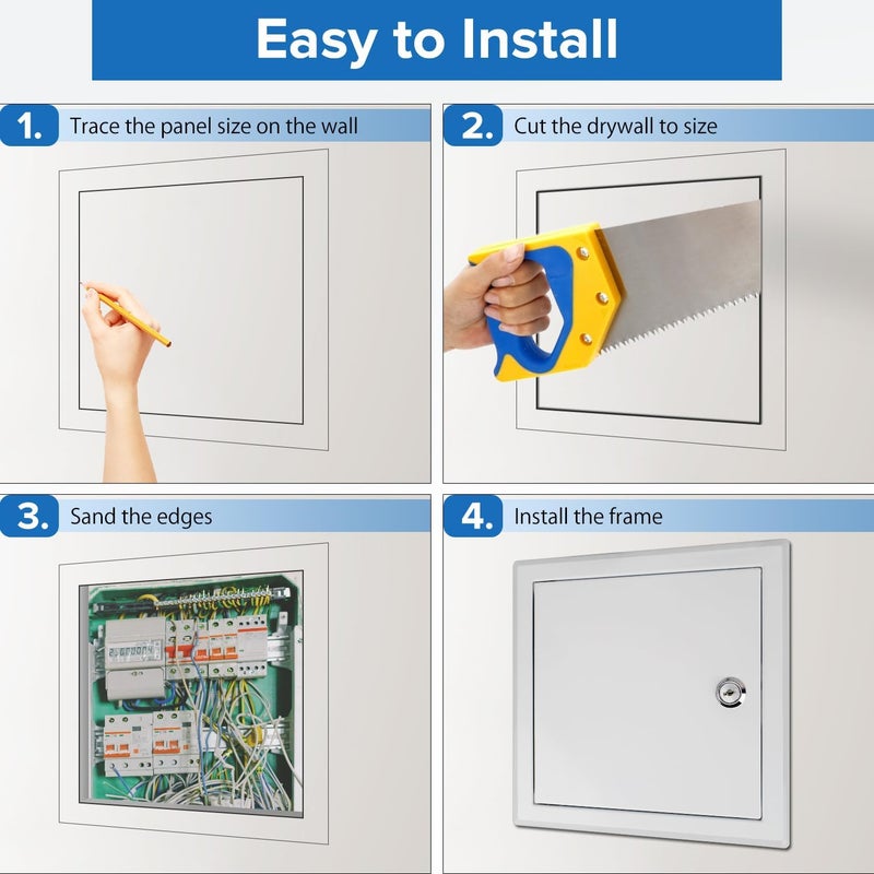 Donext Access Panel for Drywall/Ceiling, Wall Hole Cover with Lock and Keys, 8"x8" Metal Access Door, Concealed Service Door for Electrical and Plumbing - Image 5